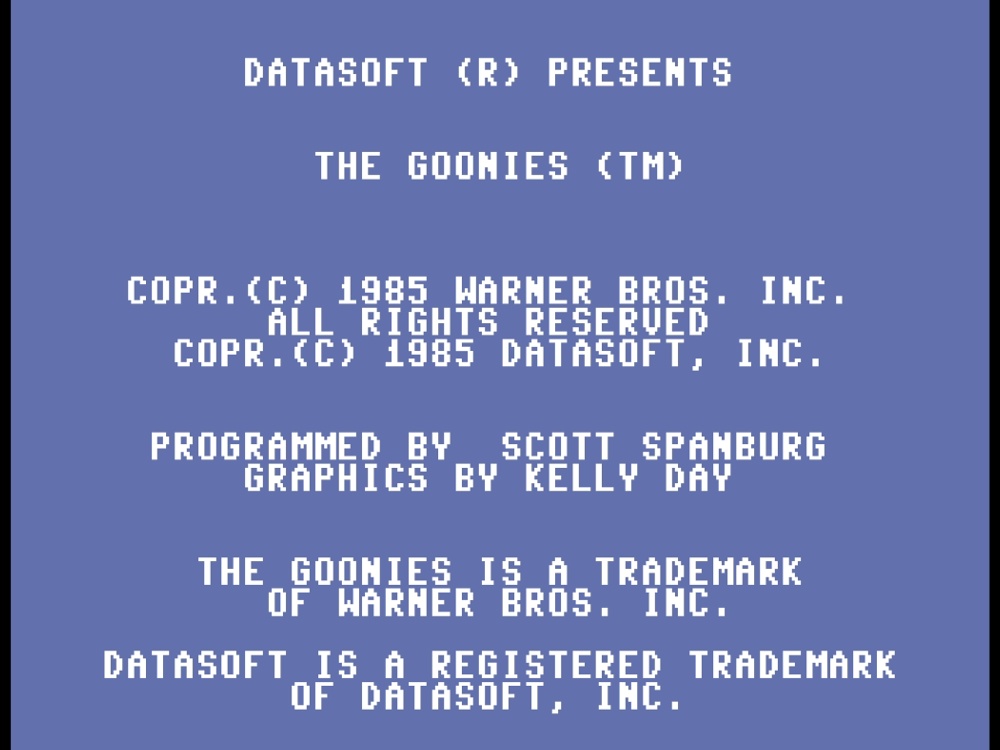 Title Screen of The Goonies for Commodore 64
